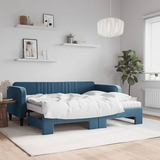 vidaXL Vidaxl - Sof&aacute; Cama Nido Con Colch&oacute;n Terciopelo Azul 90x200 Cm