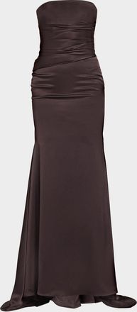 Alex Perry Strapless Drape Gown in Satin Crepe