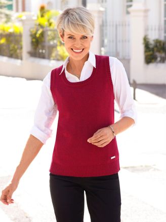 Casual Looks Pullunder CASUAL LOOKS Pullunder, Damen, Gr. 36, rot (dunkelrot, meliert), 70% Baumwolle, 30% Polyester, meliert, Pullover Pullunder