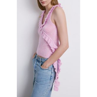 Mango Ruffle Knit Top in Pink at Nordstrom, Size Medium