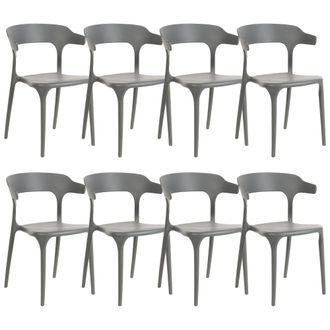 Beliani Conjunto De 8 Sillas Gris Claro Polipropileno Resistente Interior Exterior Gubbio