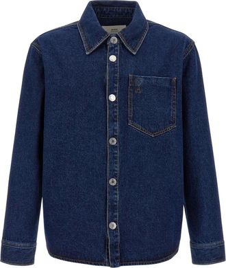 Ami Overhemden, Heren, Blauw, S, Katoen, Katoenen overhemd