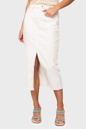 Sanctuary Denim Midi Skirt In Chalk