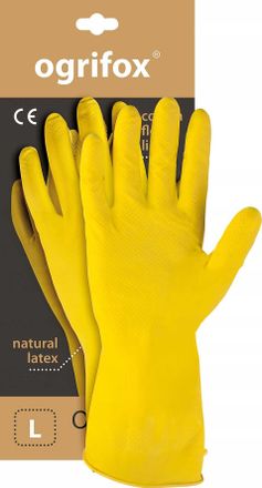 OEM Guantes Protectores De Goma Flocada / Amarillos / Talla: 9-l / Ox-floxl - 100 Unidades