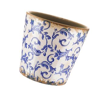 OEM El Orificio De Drenaje Del Recipiente De Cer&aacute;mica Azul Para Flores