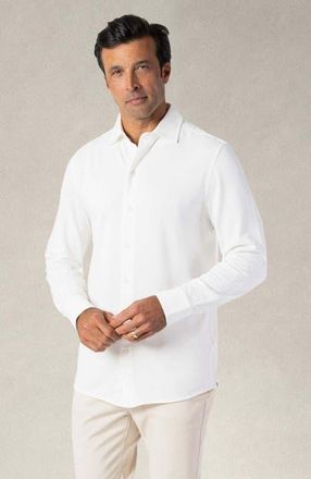 Robert Talbott Foster Long Sleeve Knit Shirt in White at Nordstrom, Size Xx-Large