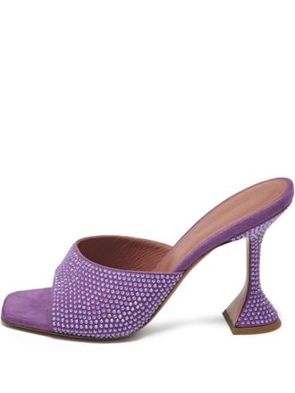 Amina Muaddi crystal-embellished suede slides - Purple