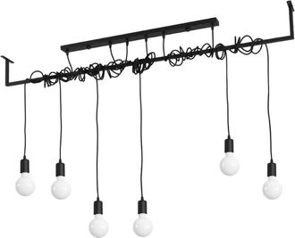 Sollux Lighting L&aacute;mpara de ara&ntilde;a negro tela, acero alt. 150 cm