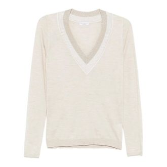 Brunello Cucinelli Brunello Cucinelli, Cashmere Knitwear, female, Beige, Size: M Cashmere Silk Viscose Jersey