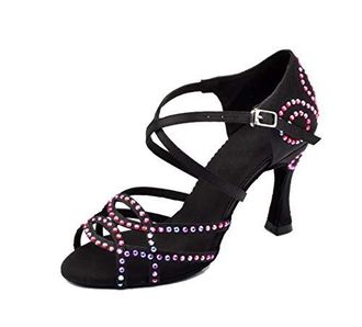 Escarpins Nine West Satin Rouge à Bride Cheville Et Strass - Talon 3 Pouces, Pointe Fine, Pointure US 6.5, Occasion