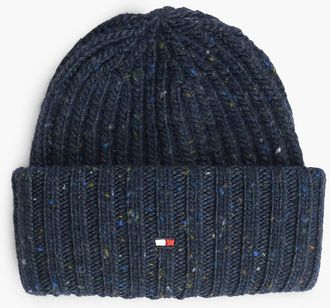 Tommy Hilfiger Mens Donegal Wool-Blend Beanie - Space Blue