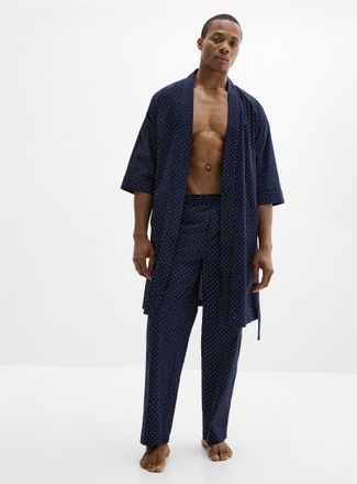 Le 31 Mens Patterned lightweight poplin robe