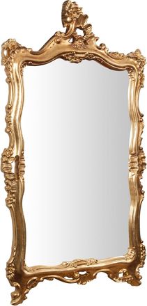 Biscottini International Biscottini - Espejo De Pared De Colgar De Madera Acabado Hoja Con Efecto Oro Envejecido Talla L66xpr7xh118 Cm Made In Italy