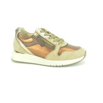 Gabor Schoenen, Dames, Beige, 37 EU, Leer, Beige Koperen Runner Tiret Sneakers