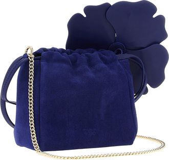 Pinko Flower Suede Pouch - Cobalt Blue