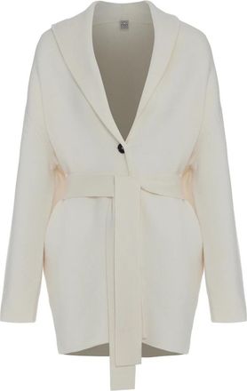 Toteme Shawl-lapel Robe Cardigan - Dames - Vesten - Wit - XS - Wol - Truien & Vesten