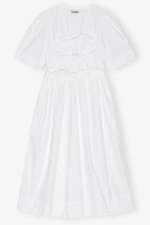 Ganni White Stretch Cotton Dress - Size 10/12 Organic
