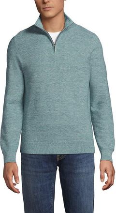Lands End Long Sleeve Summer Weight Quarter Zip in Pale Teal Heather at Nordstrom, Size Xx-Large