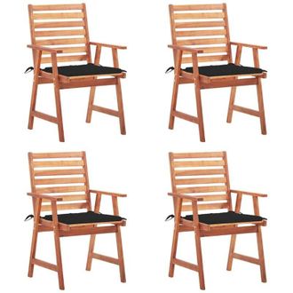 vidaXL Sillas Comedor De Jard&iacute;n Y Cojines 4 Uds Madera Maciza Acacia Vidaxl