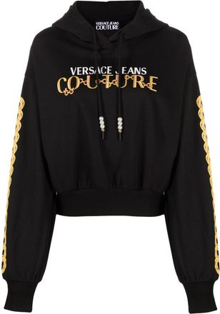 Versace Jeans Couture Logo Couture-print hoodie - women - Cotton - S - Black