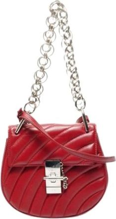 Chlo&eacute; Pre-owned Shoulder Bags, female, Red, Size: ONE SIZE Pre-owned Drew Shoulder Bag