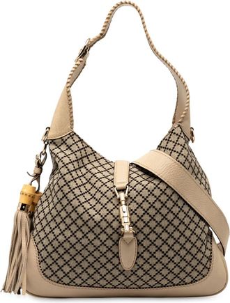 Gucci Borsa a tracolla Diamante New Jackie media in tela 2000-2015 - Marrone