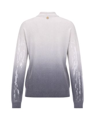 Liu Jo Sequin-Embellished Viscose Polo Sweater - Gray