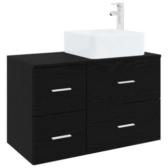 vidaXL Juego De Muebles De Ba&ntilde;o 2 Pcs Roble Negro Madera De Ingenier&iacute;a Vidaxl
