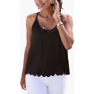 Lascana Scallop Trim Cami Top in Black at Nordstrom, Size 10