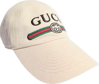 Gucci Cotton Baseball Hat with Embroidery Ivory 875736-4HBKH-9779