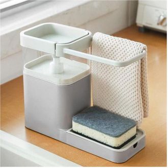 Trade Shop Trade Shop - Dispenser Porta Sapone Liquido Dosatore Organizer Per Lavello Lavabo 21x12x25x9