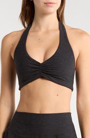 YEAR OF OURS Stretch Halter Sports Bra in Heather Black at Nordstrom, Size X-Small