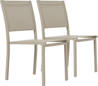 Oviala Lote de 2 sillas de jard&iacute;n de aluminio y textileno crema