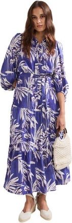 Phase Eight Coralie Print Shirt Midaxi Dress in Blue at Nordstrom, Size 14