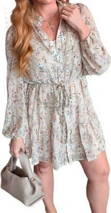 Fate Zoe Floral Mini Dress In Taupe
