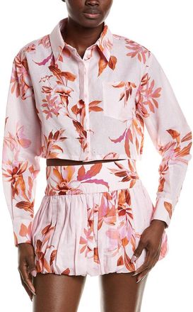 Rococo Sand Linen-Blend Crop Shirt