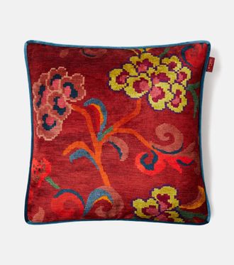 Etro Nimphea floral velvet cushion