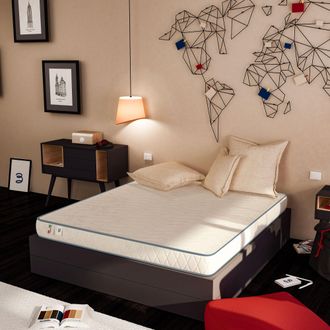 Baldiflex Materasso Matrimoniale Ortopedico Medio Rigido 100% Made In Italy Anallergico, Antibatterico E Antiacaro Basic Bordato, H 20 Cm Misura 160x190 Cm - Ba