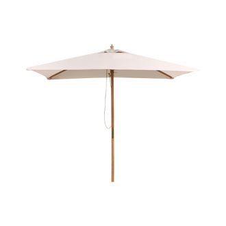 Beliani Sombrilla Recta De Jard&iacute;n Exterior Con Lona De Tela Apertura Por Cord&oacute;n Beige Claro Flamenco