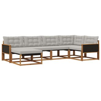 vidaXL Vidaxl Set Di Divani Da Esterno 6 Pz Naturale E Grigio Chiaro