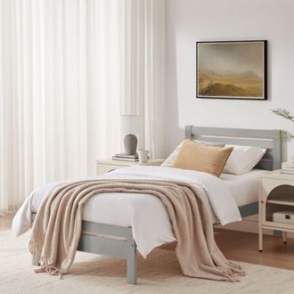 Furniturebox Declan Solid Pine Single Bed Frame in Light Grey