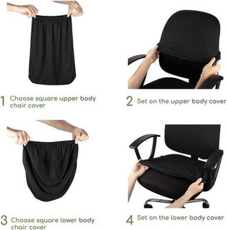 OEM Funda Dividida Para Silla De Oficina, Funda Universal Para Silla De Ordenador, Fundas Extra&iacute;bles Y Lavables Para Sillas Oficina, 2 Piezas, Negro)