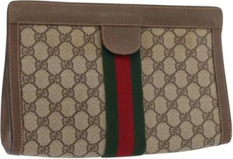 Gucci Vintage, unisex, Bruin, ONE Size, Leer, Pre-owned Leren Clutch