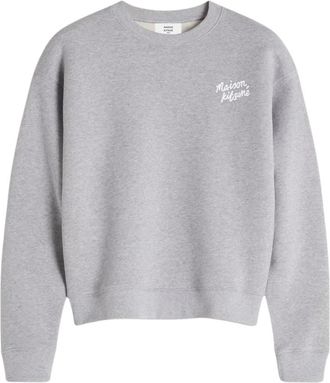 Maison Kitsuné Sweatshirts, female, Gray, S, Comfort Sweatshirt with Maison Kitsune Handwriting