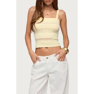 Edikted Naia Pointelle Camisole in Yellow at Nordstrom, Size X-Large