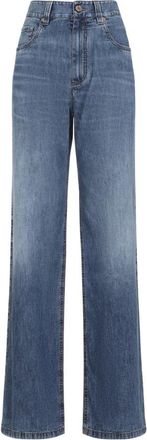Brunello Cucinelli Blauwe Jeans Damesmode Stijl - Dames - Loose Fit Jeans - Blauw - L - Jeans