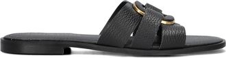Stefano Lauran Zwarte Zomer Slippers Stijlvol Model - Dames - Sandalen - Zwart - 39 EU - Leer - Schoenen