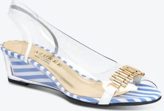 Azurée Cannes Womens Muri Wedge Sandal In Blue/white