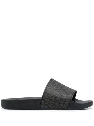 Michael Kors Jake monogram logo-print slides - Black