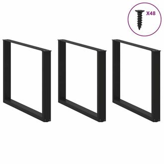 Berkfield Home Modern Coffee Table Legs U-Shaped 2 pcs Black 100x(72-73) cm Steel